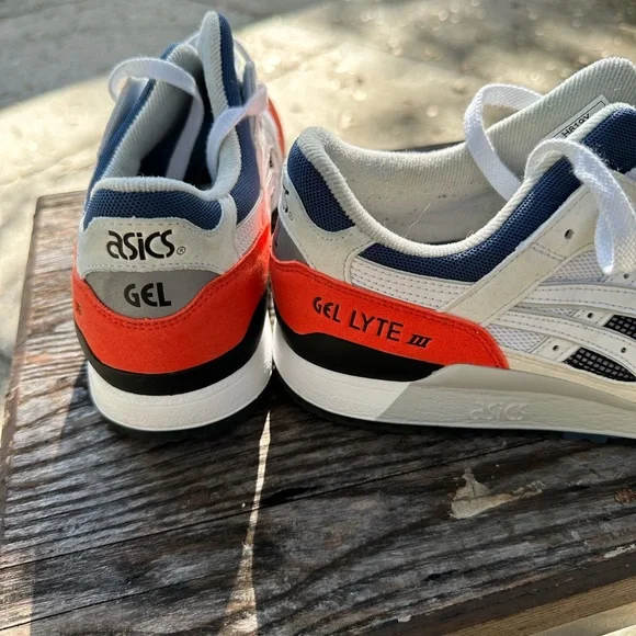 ASICS Gel Lyte III White, Orange, & Blue Sneakers - Picture 5 of 6